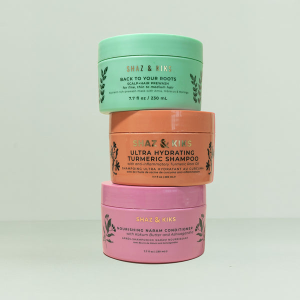 Hydrating hair mask, shampoo and conditioner trio | SHAZ & KIKS